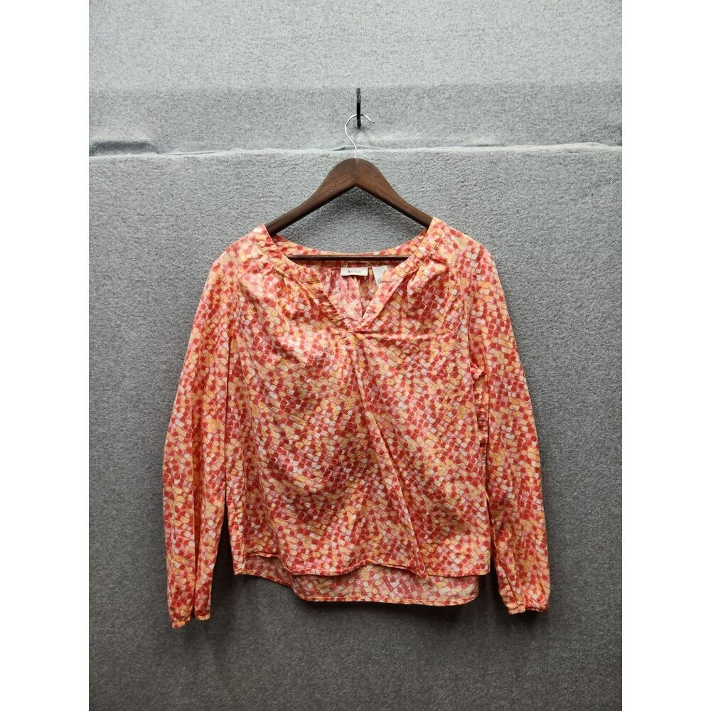 Liz‎ & Co. Womens XL Multicolor Printed Long Sleeve Blouse Made Of 100% Cotton